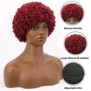 Brown Kinky Curly Synthetic Short Bob Wig - Wigtrends