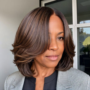 Brown Ombre Glueless 5x5 Closure Lace Wig 100% Human Hair Wigs - Wigtrends