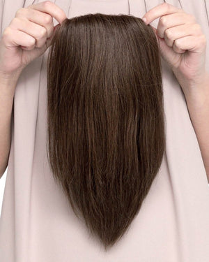 Brown Wigs Hair Piece piece Lace Human Hair Wig 9 Inch - Wigtrends