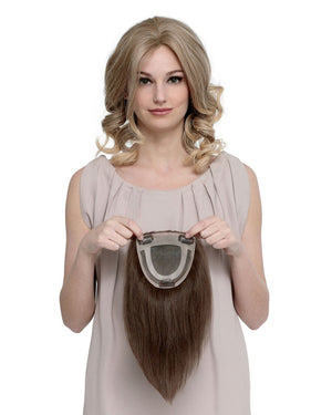 Brown Wigs Hair Piece piece Lace Human Hair Wig 9 Inch - Wigtrends