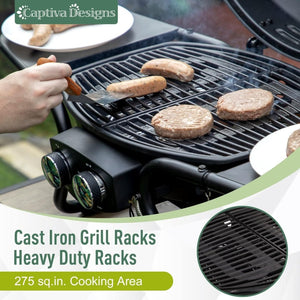 Captiva Designs 4 - Burner Propane Gas BBQ Grill with Side Burner & Porcelain - Enameled Cast Iron Grates, 42,000 BTU Output Stainless Steel Grill for Outdoor Cooking Kitchen and Patio Backyard Barbecue - Wigtrends