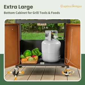 Captiva Designs 4 - Burner Propane Gas BBQ Grill with Side Burner & Porcelain - Enameled Cast Iron Grates, 42,000 BTU Output Stainless Steel Grill for Outdoor Cooking Kitchen and Patio Backyard Barbecue - Wigtrends
