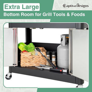 Captiva Designs 4 - Burner Propane Gas BBQ Grill with Side Burner & Porcelain - Enameled Cast Iron Grates, 42,000 BTU Output Stainless Steel Grill for Outdoor Cooking Kitchen and Patio Backyard Barbecue - Wigtrends