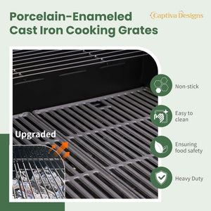 Captiva Designs 4 - Burner Propane Gas BBQ Grill with Side Burner & Porcelain - Enameled Cast Iron Grates, 42,000 BTU Output Stainless Steel Grill for Outdoor Cooking Kitchen and Patio Backyard Barbecue - Wigtrends