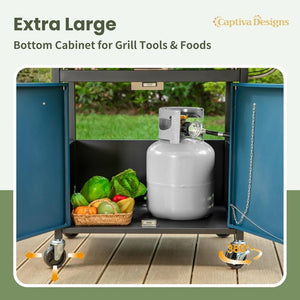 Captiva Designs 4 - Burner Propane Gas BBQ Grill with Side Burner & Porcelain - Enameled Cast Iron Grates, 42,000 BTU Output Stainless Steel Grill for Outdoor Cooking Kitchen and Patio Backyard Barbecue - Wigtrends