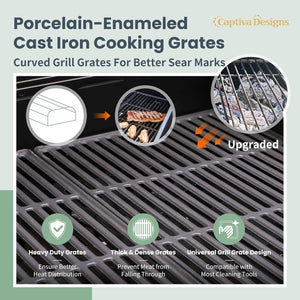Captiva Designs 4 - Burner Propane Gas BBQ Grill with Side Burner & Porcelain - Enameled Cast Iron Grates, 42,000 BTU Output Stainless Steel Grill for Outdoor Cooking Kitchen and Patio Backyard Barbecue - Wigtrends
