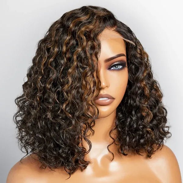 Casual Blonde Highlights Curly Lace Wigs - Wigtrends