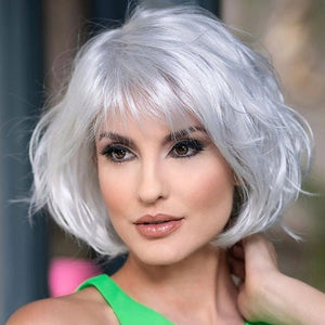 Chemical Fiber Wig European and American Wig Female Short Hair Silver Gray Mechanism Wavy Head Wig Full Head Wig - Wigtrends