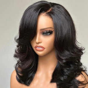 Chic 13*4 Lace Human Hair Layered Wave Wig - Wigtrends