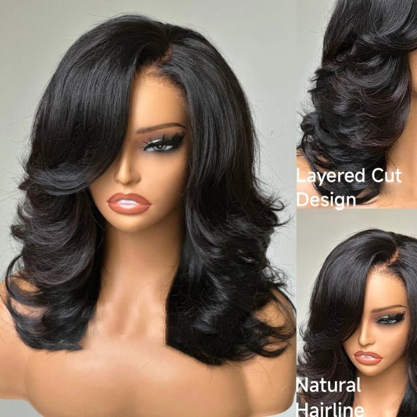 Chic 13*4 Lace Human Hair Layered Wave Wig - Wigtrends