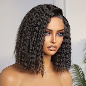 Chic Curly Bob Wigs Natural Black Human Hair - Wigtrends
