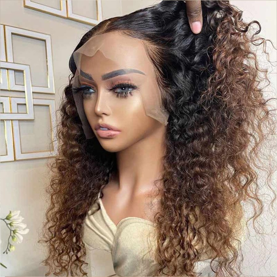 Chocolate Brown Long Curly Wig 100% Human Hair - Wigtrends