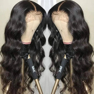 Classical Mid-part Body Wave Human Hair Wig - Wigtrends