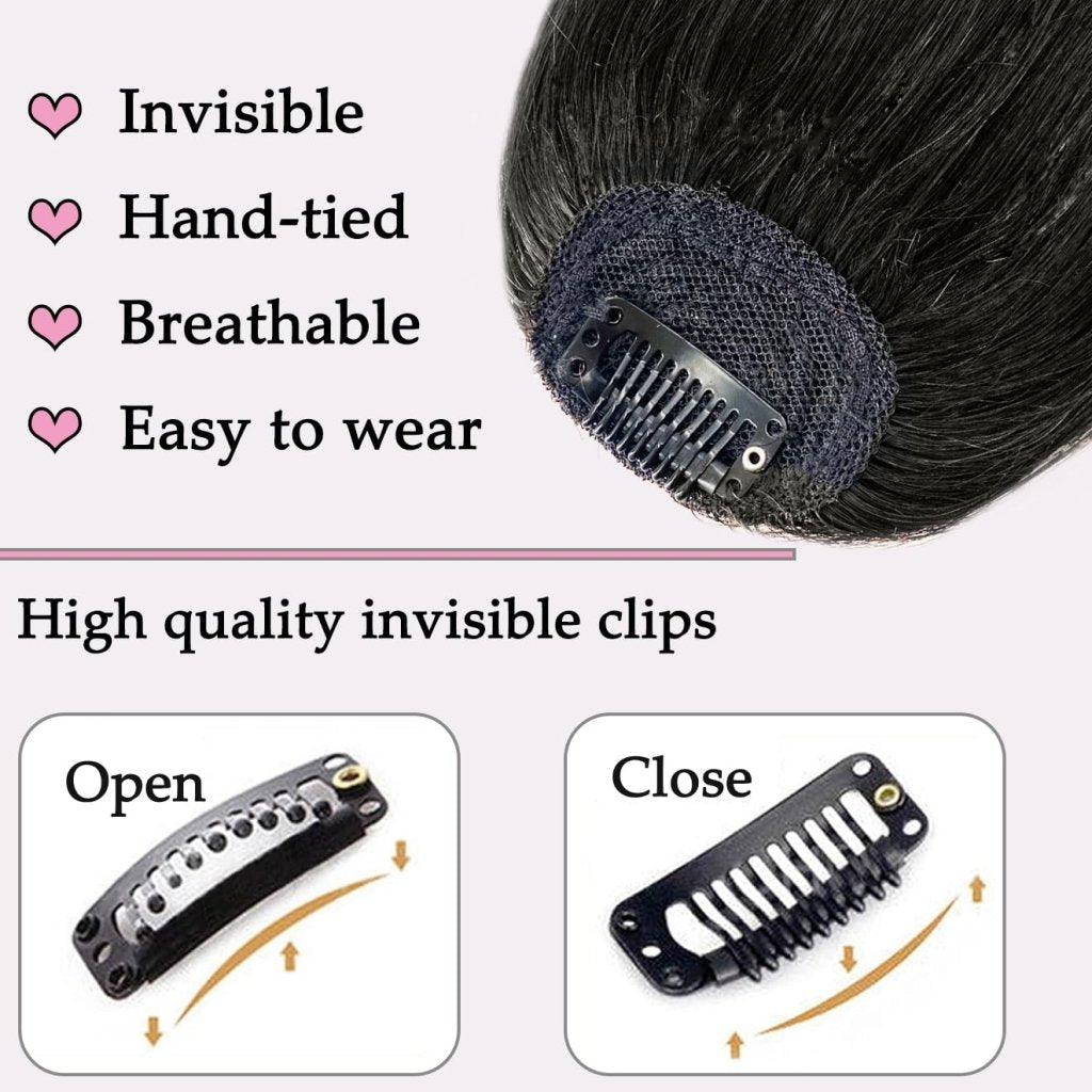 Clip in Bangs Real Human Hair Clip on Wispy Bangs Fringe Hairpieces Wig - Wigtrends