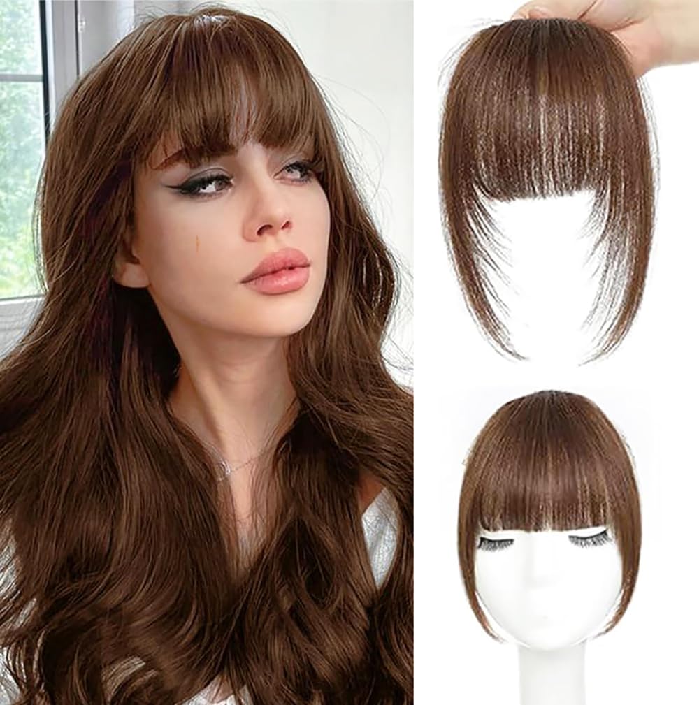 Clip in Bangs Real Human Hair Clip on Wispy Bangs Fringe Hairpieces Wig - Wigtrends