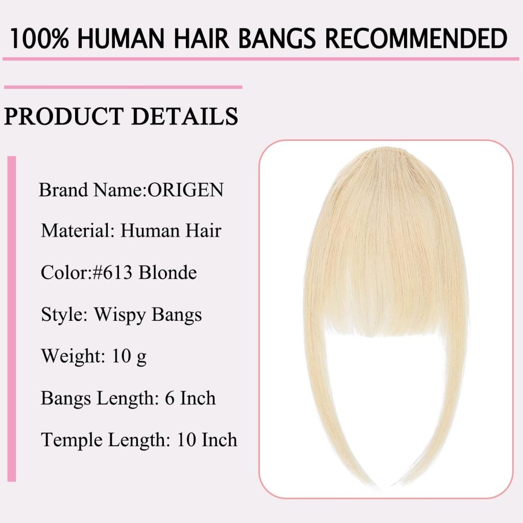 Clip in Bangs Real Human Hair Clip on Wispy Bangs Fringe Hairpieces Wig - Wigtrends