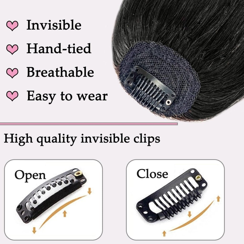 Clip in Bangs Real Human Hair Clip on Wispy Bangs Fringe Hairpieces Wig - Wigtrends