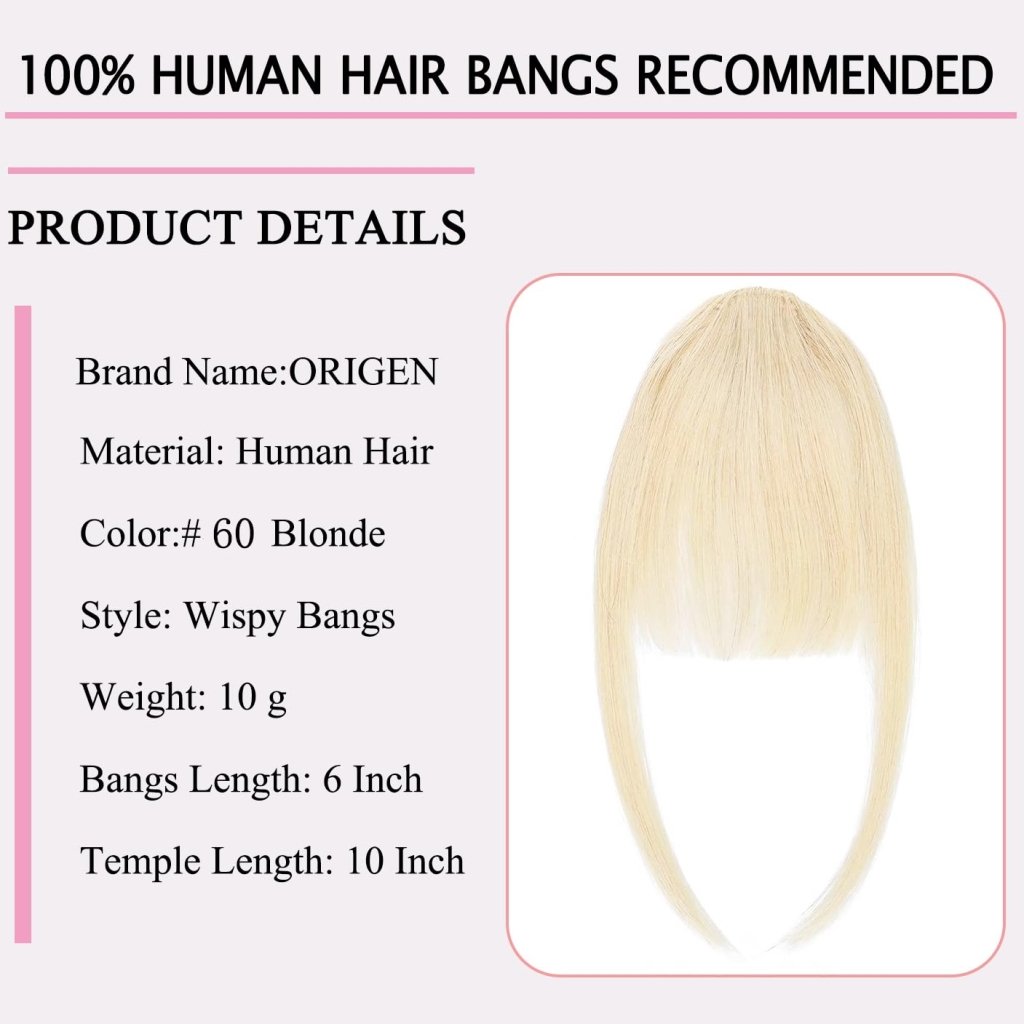 Clip in Bangs Real Human Hair Clip on Wispy Bangs Fringe Hairpieces Wig - Wigtrends