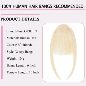 Clip in Bangs Real Human Hair Clip on Wispy Bangs Fringe Hairpieces Wig - Wigtrends