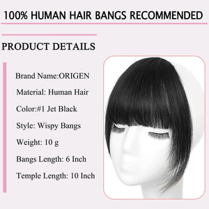 Clip in Bangs Real Human Hair Clip on Wispy Bangs Fringe Hairpieces Wig - Wigtrends