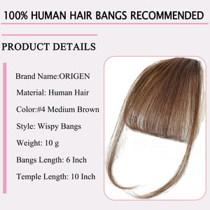 Clip in Bangs Real Human Hair Clip on Wispy Bangs Fringe Hairpieces Wig - Wigtrends