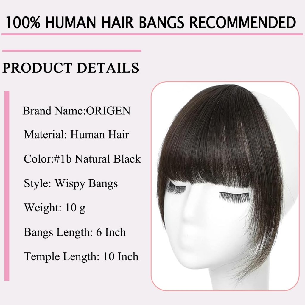 Clip in Bangs Real Human Hair Clip on Wispy Bangs Fringe Hairpieces Wig - Wigtrends