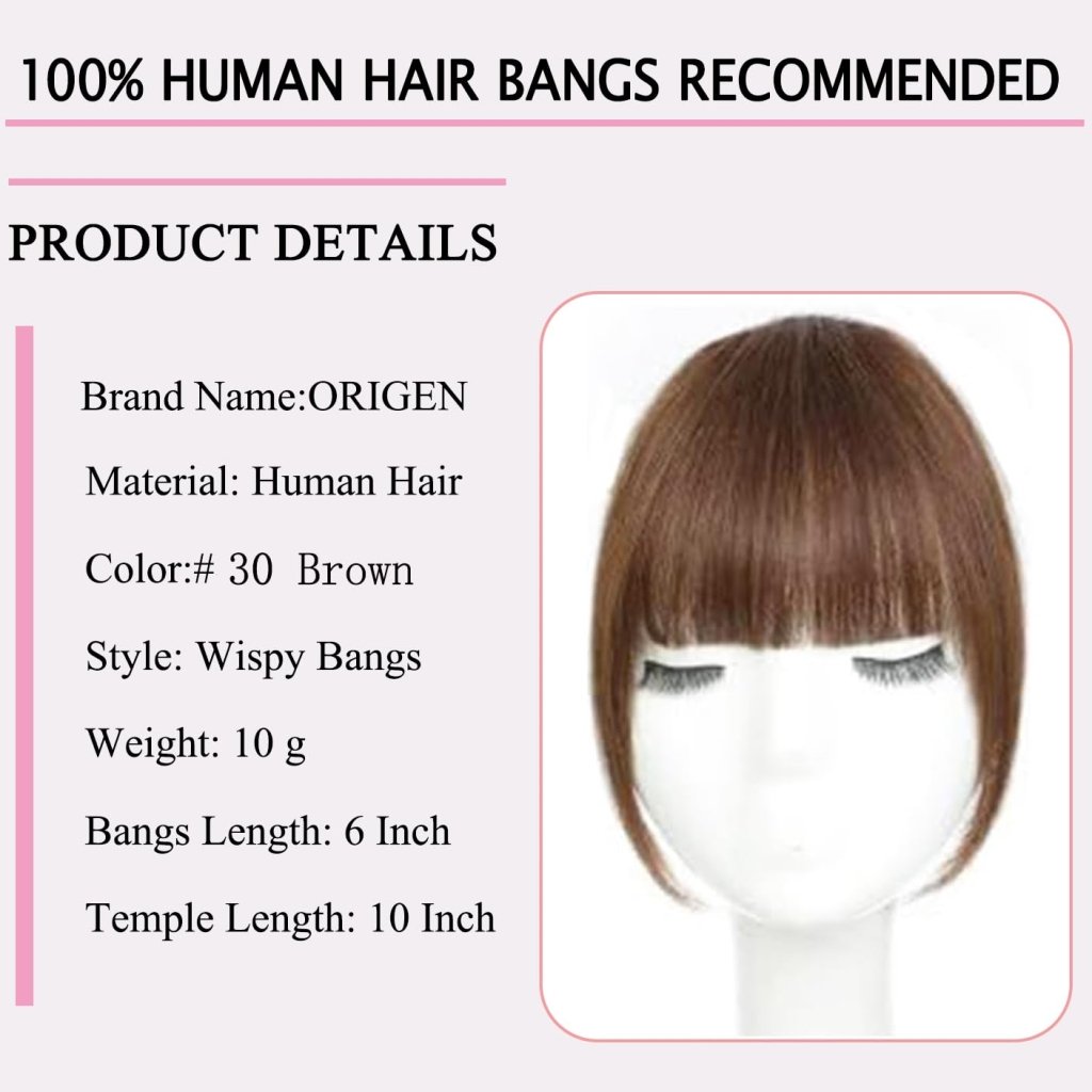 Clip in Bangs Real Human Hair Clip on Wispy Bangs Fringe Hairpieces Wig - Wigtrends