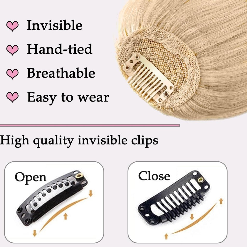 Clip in Bangs Real Human Hair Clip on Wispy Bangs Fringe Hairpieces Wig - Wigtrends
