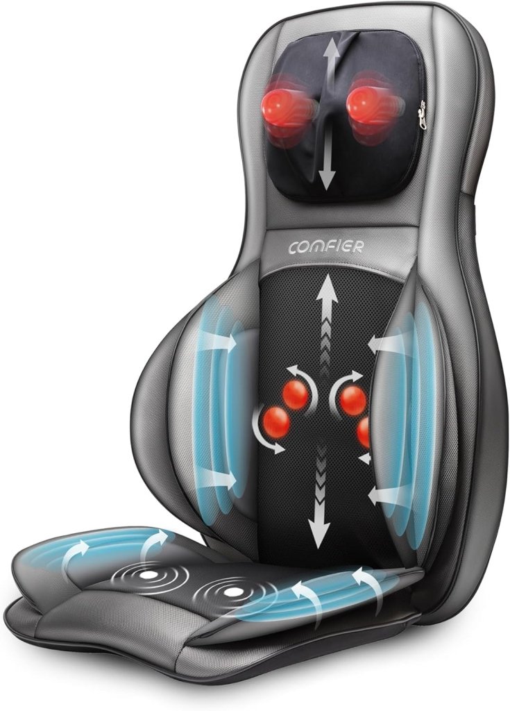 COMFIER Massager Chair with Heat Shiatsu Neck Back Massager Portable with Compress & Rolling Massage Chair Pad for Full Back Neck & Shoulders Full Body Pain - Wigtrends