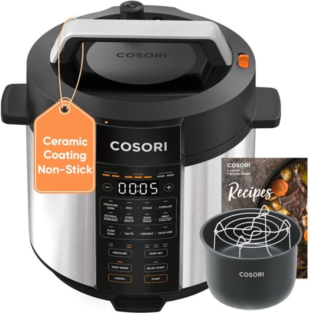 COSORI Pressure Cooker 6 qt, 9 - in - 1 Instant Multi Kitchen Appliances, Safer Venting Design, Rice Cooker, Slow Cooking Pot, Sous Vide, Saute Pot, 1100W, Stainless Steel - Wigtrends