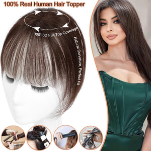 Cover Real Human Hair Toppers Upgraded Base for Thinning Hair - Clip - in French Bangs - Wigtrends