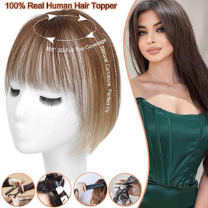 Cover Real Human Hair Toppers Upgraded Base for Thinning Hair - Clip - in French Bangs - Wigtrends