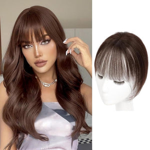 Cover Real Human Hair Toppers Upgraded Base for Thinning Hair - Clip - in French Bangs - Wigtrends