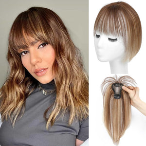 Cover Real Human Hair Toppers Upgraded Base for Thinning Hair - Clip - in French Bangs - Wigtrends