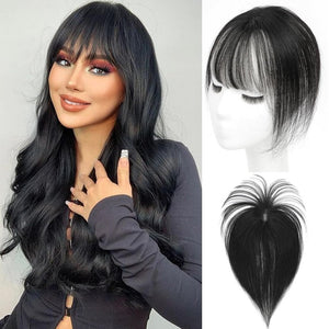 Cover Real Human Hair Toppers Upgraded Base for Thinning Hair - Clip - in French Bangs - Wigtrends