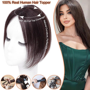 Cover Real Human Hair Toppers Upgraded Base for Thinning Hair - Clip - in French Bangs - Wigtrends