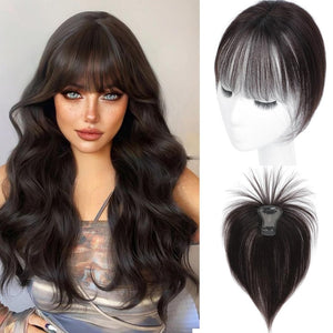 Cover Real Human Hair Toppers Upgraded Base for Thinning Hair - Clip - in French Bangs - Wigtrends