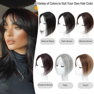 Cover Real Human Hair Toppers Upgraded Base for Thinning Hair - Clip - in French Bangs - Wigtrends