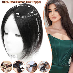 Cover Real Human Hair Toppers Upgraded Base for Thinning Hair - Clip - in French Bangs - Wigtrends
