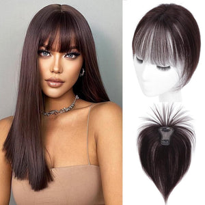Cover Real Human Hair Toppers Upgraded Base for Thinning Hair - Clip - in French Bangs - Wigtrends