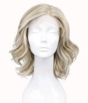Creamy Blonde Balayage Wavy Synthetic Lace Wig - Wigtrends