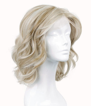 Creamy Blonde Balayage Wavy Synthetic Lace Wig - Wigtrends