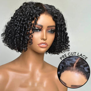 Curly Short Lace Front Human Hair Wigs 180% Density Bob Wigs - Wigtrends