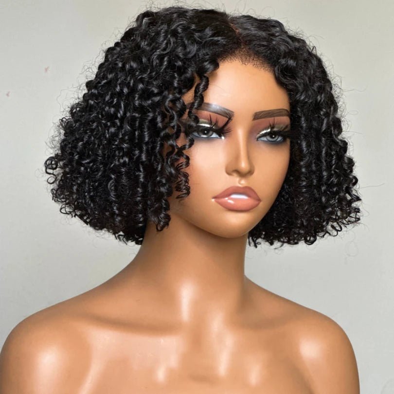 Curly Short Lace Front Human Hair Wigs 180% Density Bob Wigs - Wigtrends