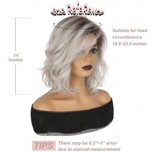 Curly Wavy Short Bob Wig With Bangs For Girls Women Daily Use Shoulder Length Side Part Synthetic Hair Replacement Wigs Natural Looking 12 inch - Wigtrends