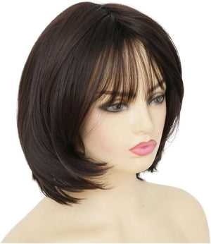 Dark Root Grey Short Curly Wigs for Women Shoulder Lenght Bob Wig Synthetic Heat Resistant Fiber Hair Wig for Daily Cosplay Use (Grey) - Wigtrends