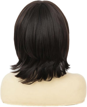 Dark Root Grey Short Curly Wigs for Women Shoulder Lenght Bob Wig Synthetic Heat Resistant Fiber Hair Wig for Daily Cosplay Use (Grey) - Wigtrends