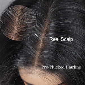 Dark Salt And Pepper Full Lace Wigs Real Scalp Wig Silk Base Wig For Seniors Wavy Human Hair Wigs - Wigtrends