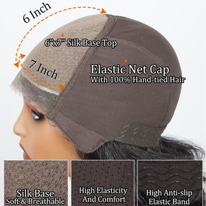 Dark Salt And Pepper Full Lace Wigs Real Scalp Wig Silk Base Wig For Seniors Wavy Human Hair Wigs - Wigtrends