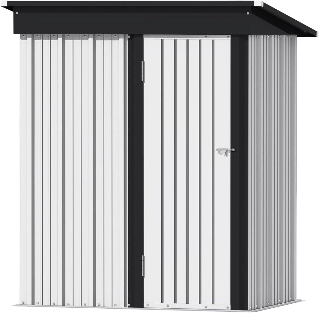Devoko Outdoor Storage Shed 5 x 3 FT Lockable Metal Garden Shed Steel Anti - Corrosion Storage House with Single Lockable Door for Backyard Outdoor Patio - Wigtrends